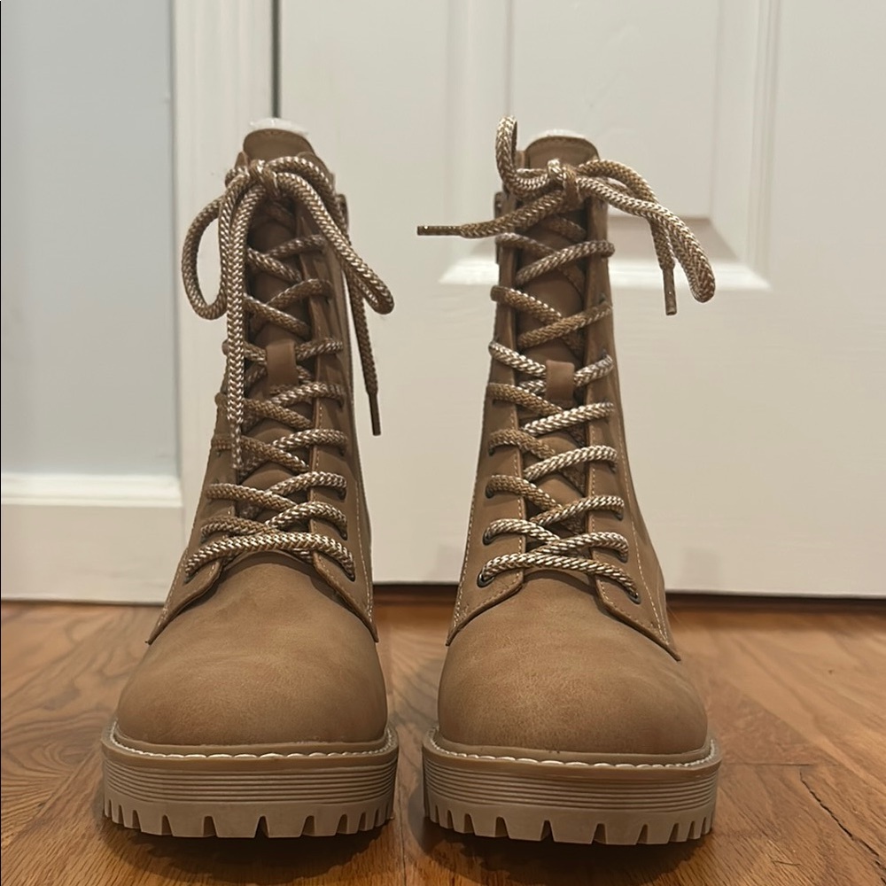 DV by Dolce Vita Brown Lace-Up Combat Boots